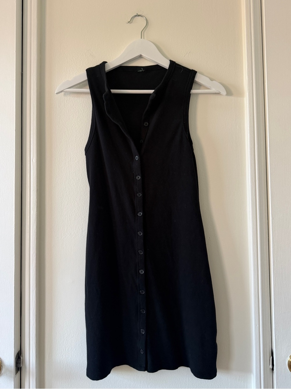 Black Mini Button Up Dress - XS
